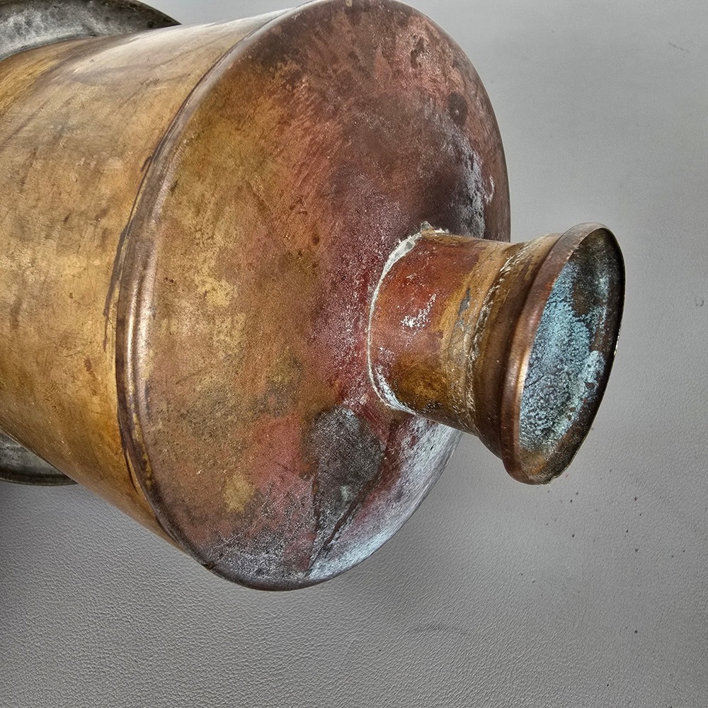 Antique Angle Lamp Co Embossed Copper Oil Lamp Fount Kerosene Burner Victorian - Picture 12 of 16